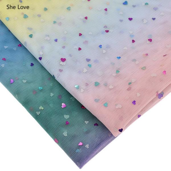 

она любит красочный узор сердца сетчатая ткань diy швейная ткань для женщин платье одежда домашнее украшение материал, Black;white