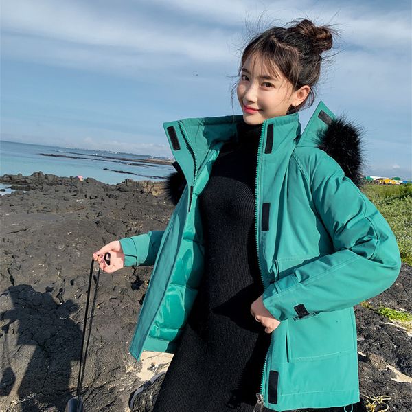 

sweet women winter coat cotton warm thickets big fur coat ladies short coats parka women's coats, Black