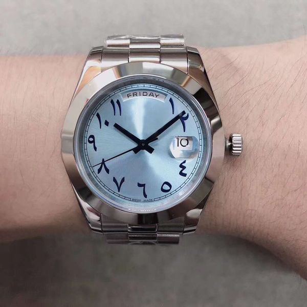 Luxus-Herrenuhr 228206, hochwertige Tag-Uhr, 40 mm, Datum, eisblaues Zifferblatt, 316er-Edelstahlgürtel, modische Gentleman-Uhr, 30 m, Wasser 302 K