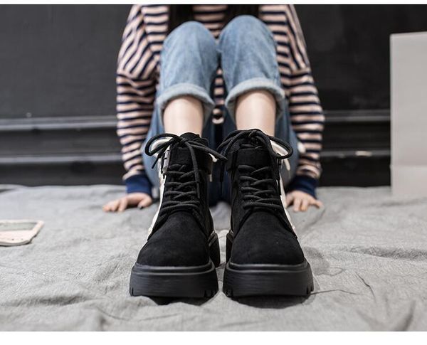 

martin boot female british wind 2019 new wild spring and autumn single boots short tube platform autumn models motorcycle short, Black