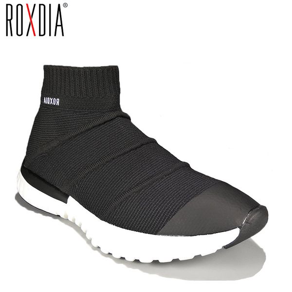 

roxdia brand casual shoes men fashion sneakers men mesh breathable slip-on flats for man plus size 39-46 rxm075, Black