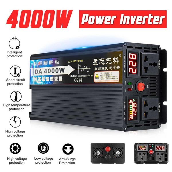 

4000w voltage transformer pure sine wave solar power inverter dc 12v 24v 48v 60v to ac 220v lcd/led display