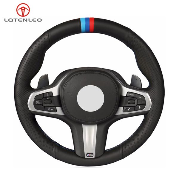 

lqtenleo car steering wheel cover black genuine leather for g30 525i 530i 530d m550i m550d 2017 2018 g32 630i 640i m