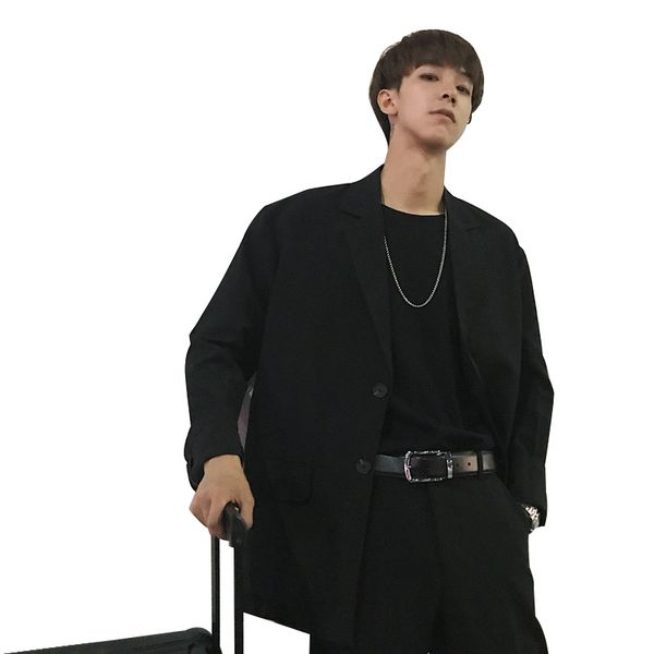 

2019 european autumn men blazer black oversized blazer masculino casual men hombre, White;black