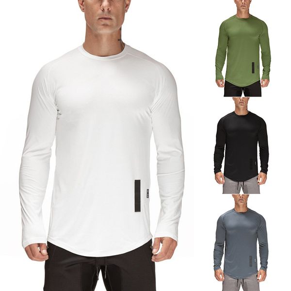 

large cargo special offer 2019 ouma trend versitile fashion slim fit crew neck solid color long-sleeved t-shirt, White;black