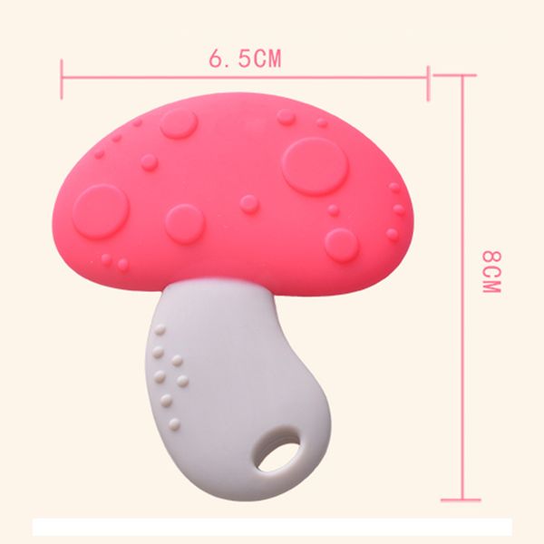 

1pc baby soft teether toys realistic looking mushroom for infant toddler teething toy molar stick for kids chewable(rosy