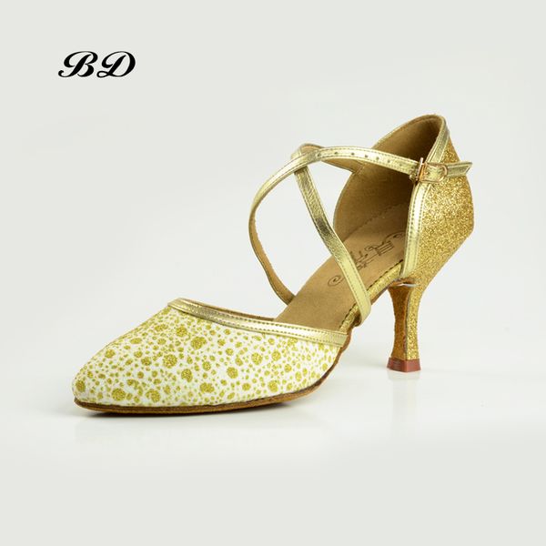 

bd dance shoes modern women's shoes soft bottom national standard waltz round toe profession sequins bag 116 hot