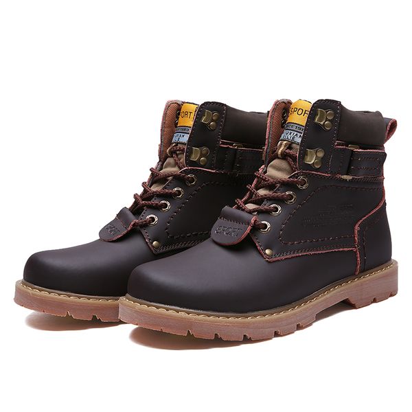 

2019 work shoes men fashion winter warm men snow boots cow split leather boots with fur shoes plus size hx-019, Black