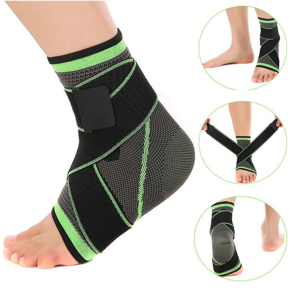 

professional sports ankle brace compression strap sleeves support 3d weave elastic bandage foot protective gear, Blue;black