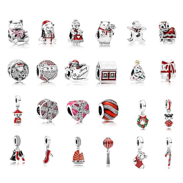 

Рождественские Бусины Fit Оригинальный Пандора DIY Браслет Ожерелья Стерлингового