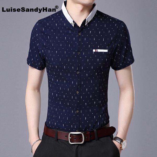 

2020 summer cool shirt short sleeve men shirt men business casual shirts male fashion star pattern chemise homme, White;black
