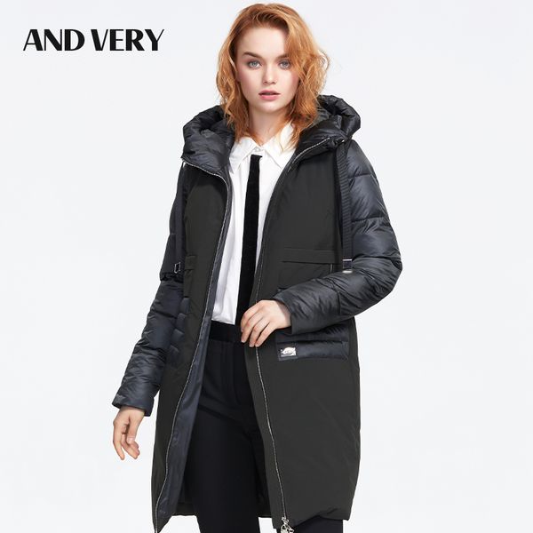 

andvery 2019 winter new arrival women jacket with a hood fashion style thick cotton long women coat for winter with zipper 9835, Tan;black