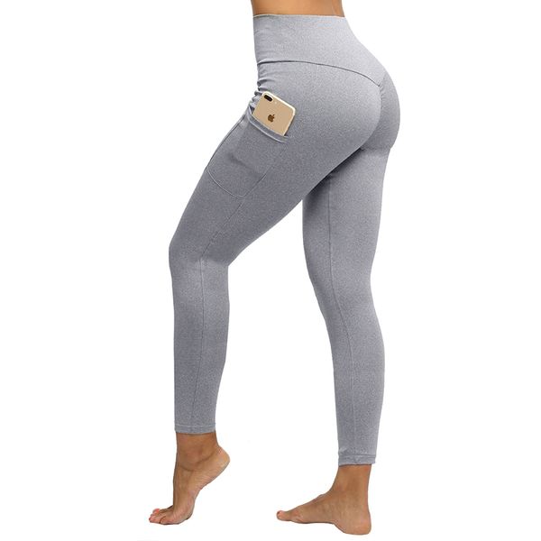 

normov women leggings plus size solid casual color high waist pocket leggins push up elastic workout push up fitness legings, Black