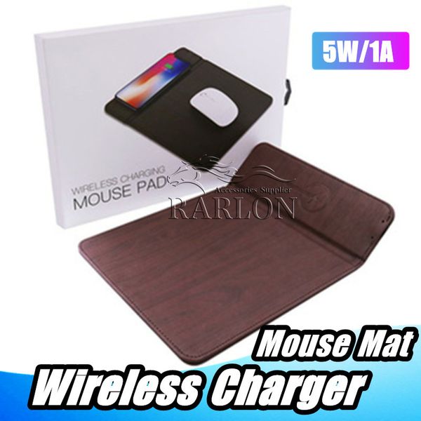 Per iPhone XS max tappetino per Mouse caricabatterie Wireless 5V 1A QI caricabatterie Wireless per telefono cellulare tappetino per Mouse in PU per Samsung Google Xiaomi