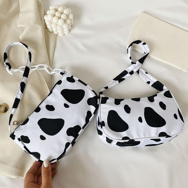 

youth ladies simple versatile bag women casual nylon handbags purse ladies cow milk zipper totes shoulder bags