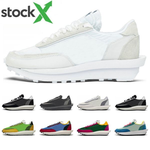 

2020 sacai ld waffle men women fashion sneakers triple black nylon summit white green multi mens trainer vintage casual shoes 39