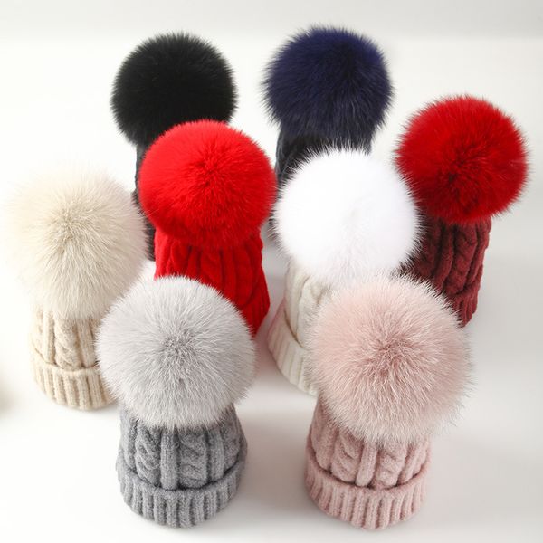 

sunma baby crochet caps kids fur ball twisted knitted hats imitation braid hair ball wool cap children winter warm hat 10 colors accessories, Yellow