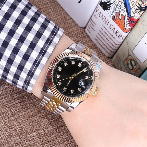 

relogio masculino mens watches Luxury dress designer fashion Black Dial Calendar gold Bracelet Folding Clasp Master Male 2019 gifts couples