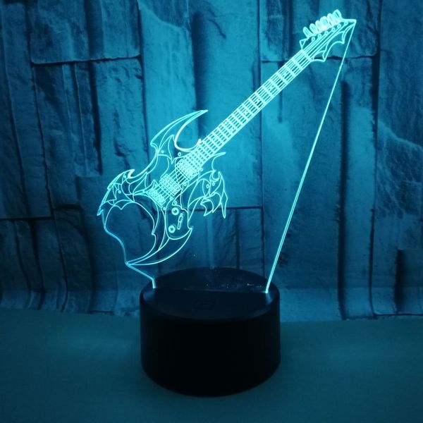 

new guitar 3d lights 7 color touch remote led gift 3d small led night light christmas gift for baby room lights