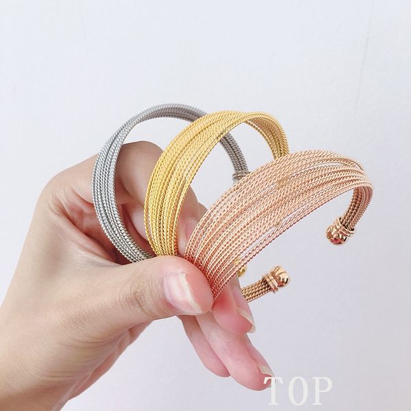 

man woman punk 2020 popular jewelry luxury designer line stainless steel widened steel wire bracelet couple upper, Black