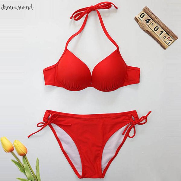 

2019 padded bikinis women swimsuit bandage female push up swimwear triangle bikini set halter biquini swim suit, White;black