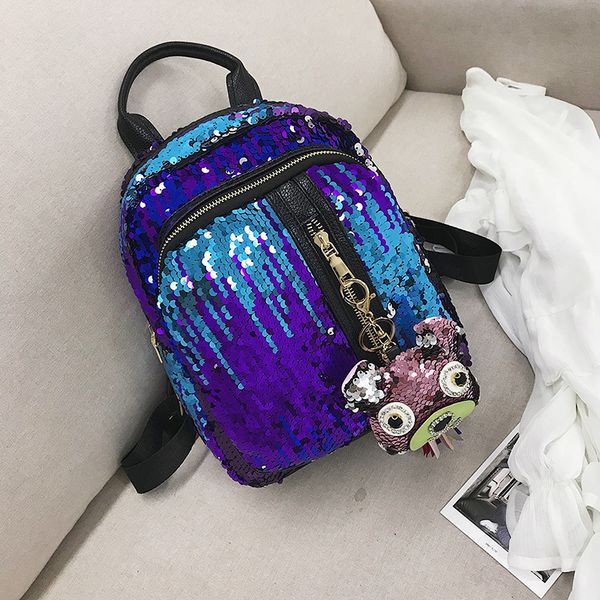 

jiulin light-reflecting vertical zipper students' schoolbag original style fashion trend men and women's double-shoulder bag