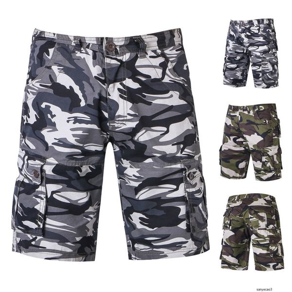 

mens designer loose casual camouflage tooling shorts outdoor multi-pocket pantsh, Black
