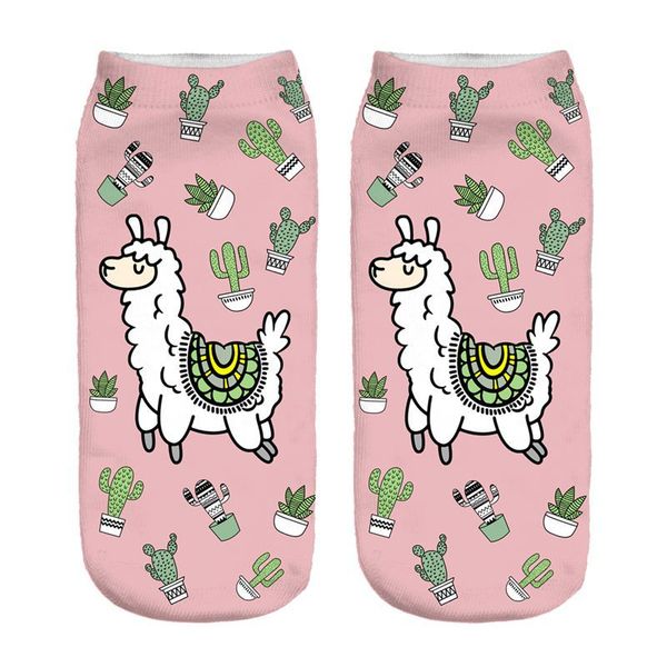 

the cactus llama new women hosiery printing socks girl funny meias low cut ankle sock calcetines christmas gift socks, Black;white
