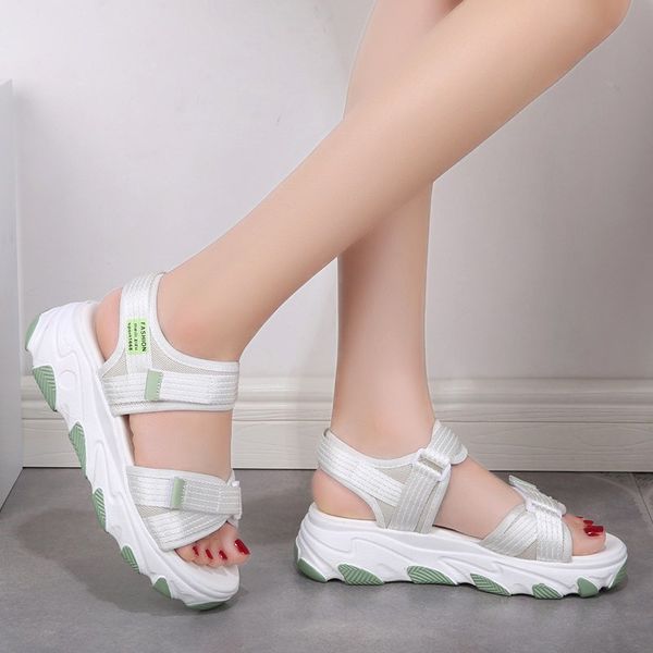 

all-match clear heels fashion womens shoes 2020 female sandal sports women's sandals med wedge muffins shoe ladies, Black