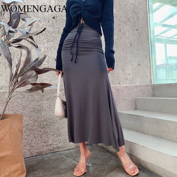 

skirts 2021 summer fashion girl female elasticity women curve ruched midaxi skirt midi i0ry, Black