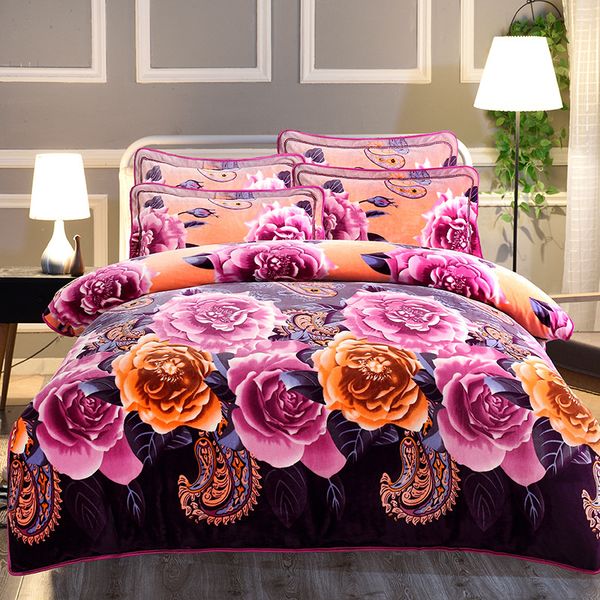 

nantong home textile winter gold mink velvet four-piece warm milk velvet padded flannel bed sheet quilt cover bedding duvet cover