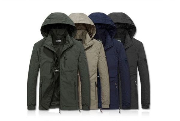 

mens spring jacket plus size 6xl waterproof hooded male jacket thin casual sporting coat motorcycle fashion outerwear windbreaker, Black;brown