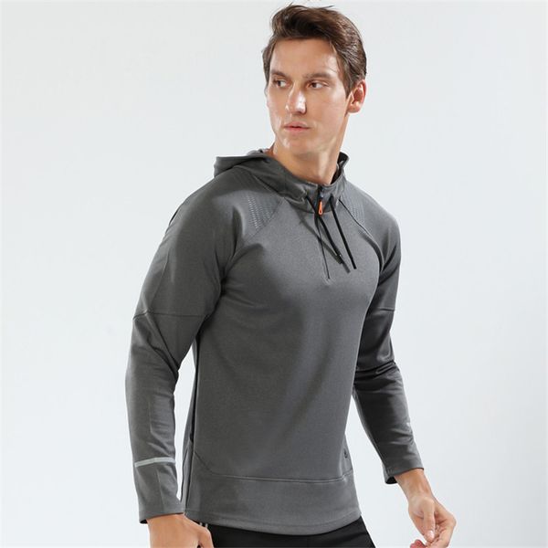 

liexing 1/4 zipper pullover shirt running men long jogging quick dry reflective stripes hooded jacket for autumn winter, Black;red