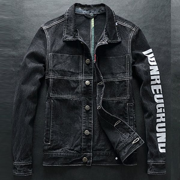 

vintage mens jeans jackets coats 2019 new name male denim jacket xxxl plus size european outerwear coat men clothing a607, Black;brown
