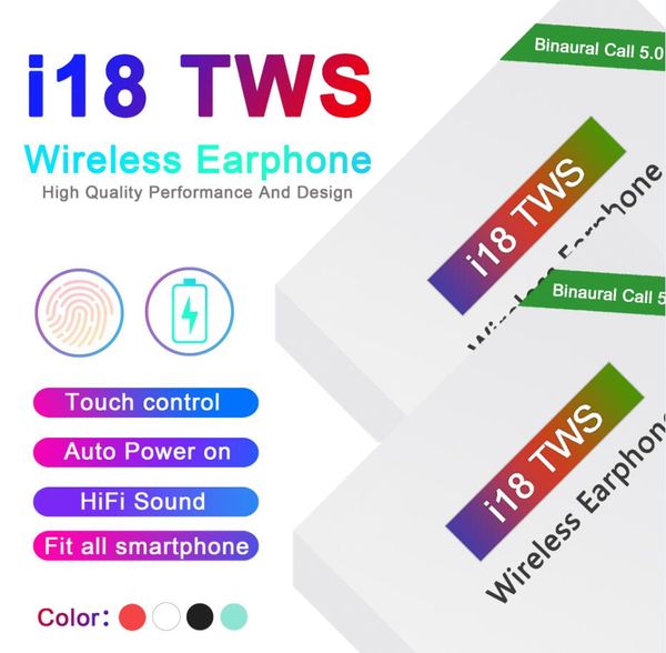 

i18 tws touch 5.0 беспроводные наушники bluetooth с всплывающим окном стерео наушники автоматическое включение питания автоматическая очистк