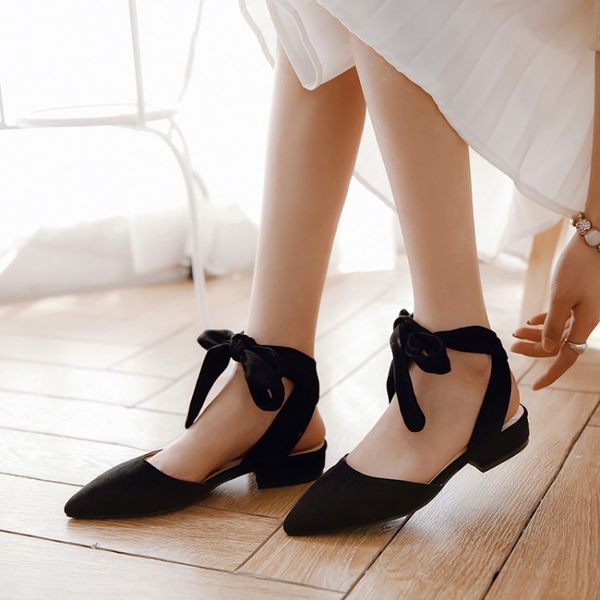 

oversized high heels sandals women shoes woman summer ladies tied sandals with pointed ankles, Black