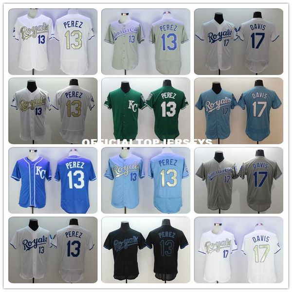 

men 13 salvador perez jerseys white blue gray green, Black;blue