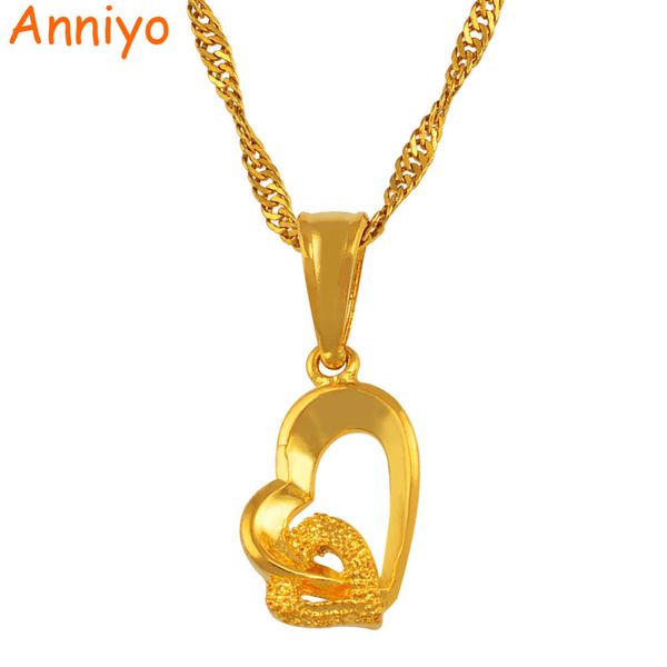 

anniyo heart small mini pendant necklace chain 18"/24" gold color love romantic jewelry fashion women girl/nice gift, Silver