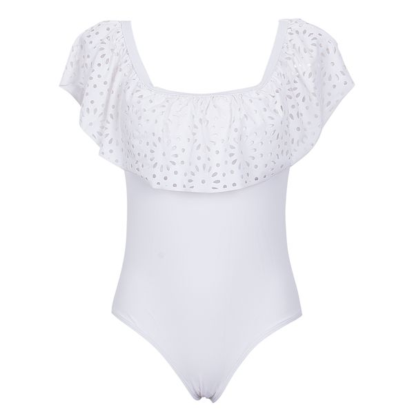 

womens off shoulder solid flounce swimwear bikini swimsuit bathingsuit