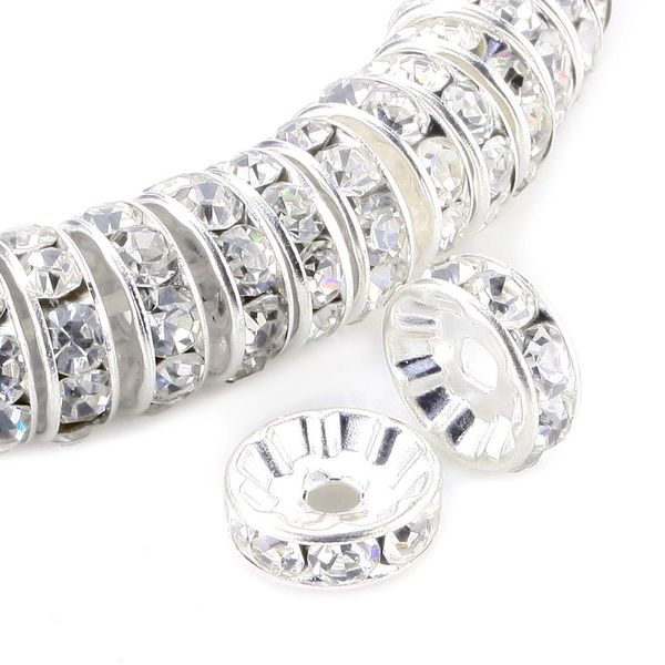 

Круглые Rondelle Бусины Проставки Горный Хрусталь Шарм Посеребренная Тон 100 шт. Белый