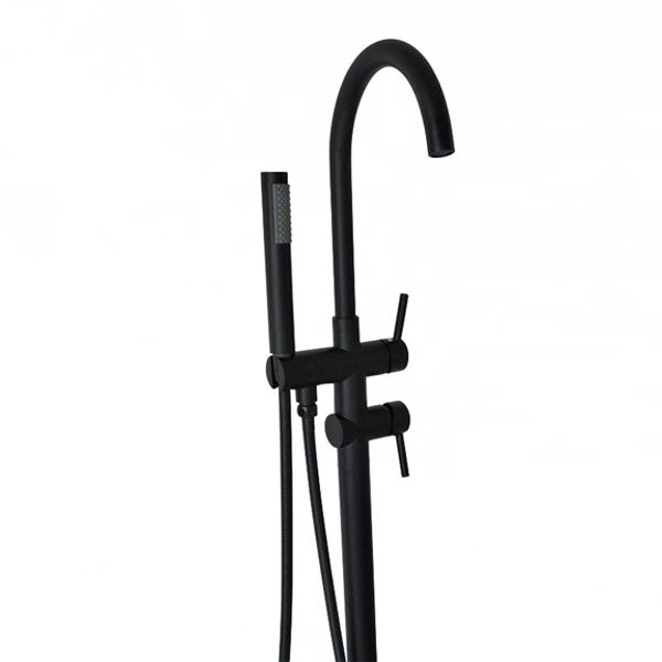 2020 Contemporary Matte Black Gooseneck Freestanding Tub Filler