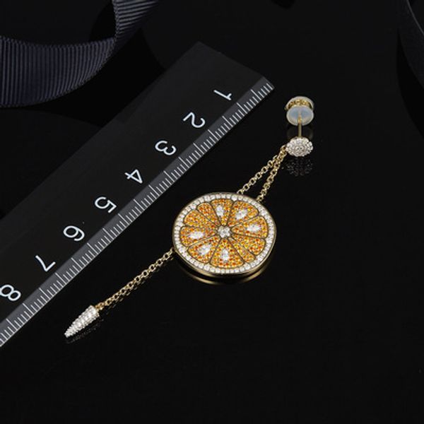 

wholesale- yellow silver arc-en-ciel orange earring with dropping chains, Golden