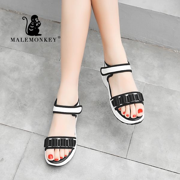 

male monkey 023142 women sandals open toe soft female casual summer flat platform air pad sport girl beach shoes lady sandals, Black