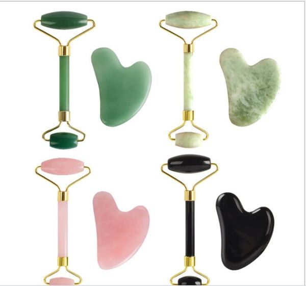 

wholesale natural pink jade massage set facial beauty scraper board meridian health massage bar
