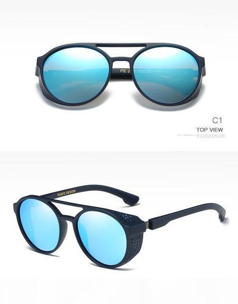 

fashion brand designer vintage personality hd round sun glasses hollow steampunk polarized sunglasses for men uv400-proof, White;black