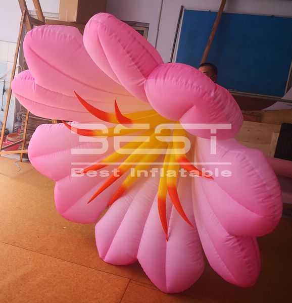 

hanging pink inflatable lily flower with led light decoration 1.5 m inflatable flower air flower morning glory with led