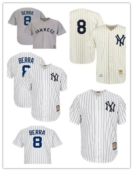 

custom 2019 Men's Yankees 8 Yogi Berra Mitchell New York & Ness CreamNavy Throwback 1951 Authentic women kids Jersey