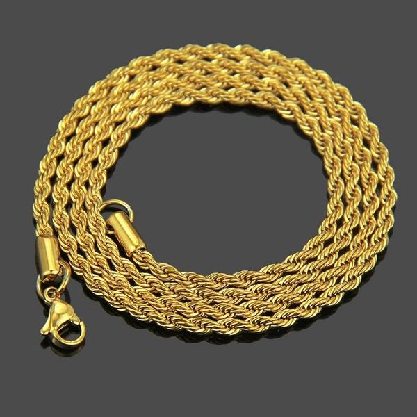 

30 pcs/lot, seller twisted twist chain necklace 4mm wide 18k gold-plated necklace alloy material don't fade hip hop necklace,16~30 inch, Silver