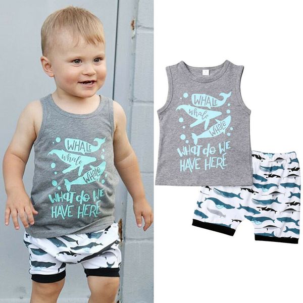 

boys clothing set 2019 summer newborn kid baby boy casual clothes sleeveless vest shorts pants outfits 6m-4y dropshipping, White