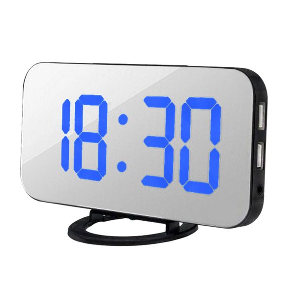 

digital led alarm clock snooze display time night led table desk charge ports for alarm mirror clock g716
